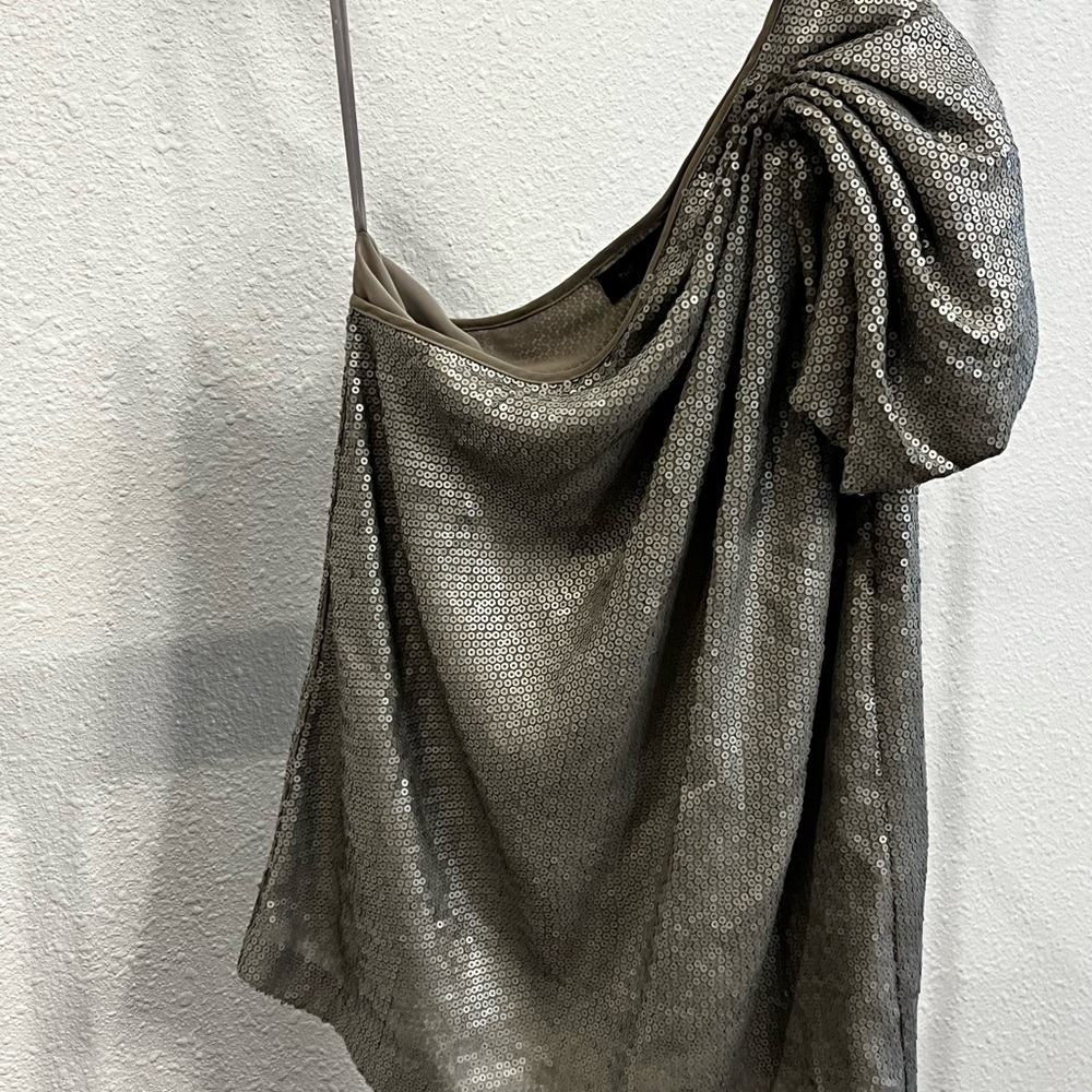 The Limited Silver Sequin One-Shoulder Blouse